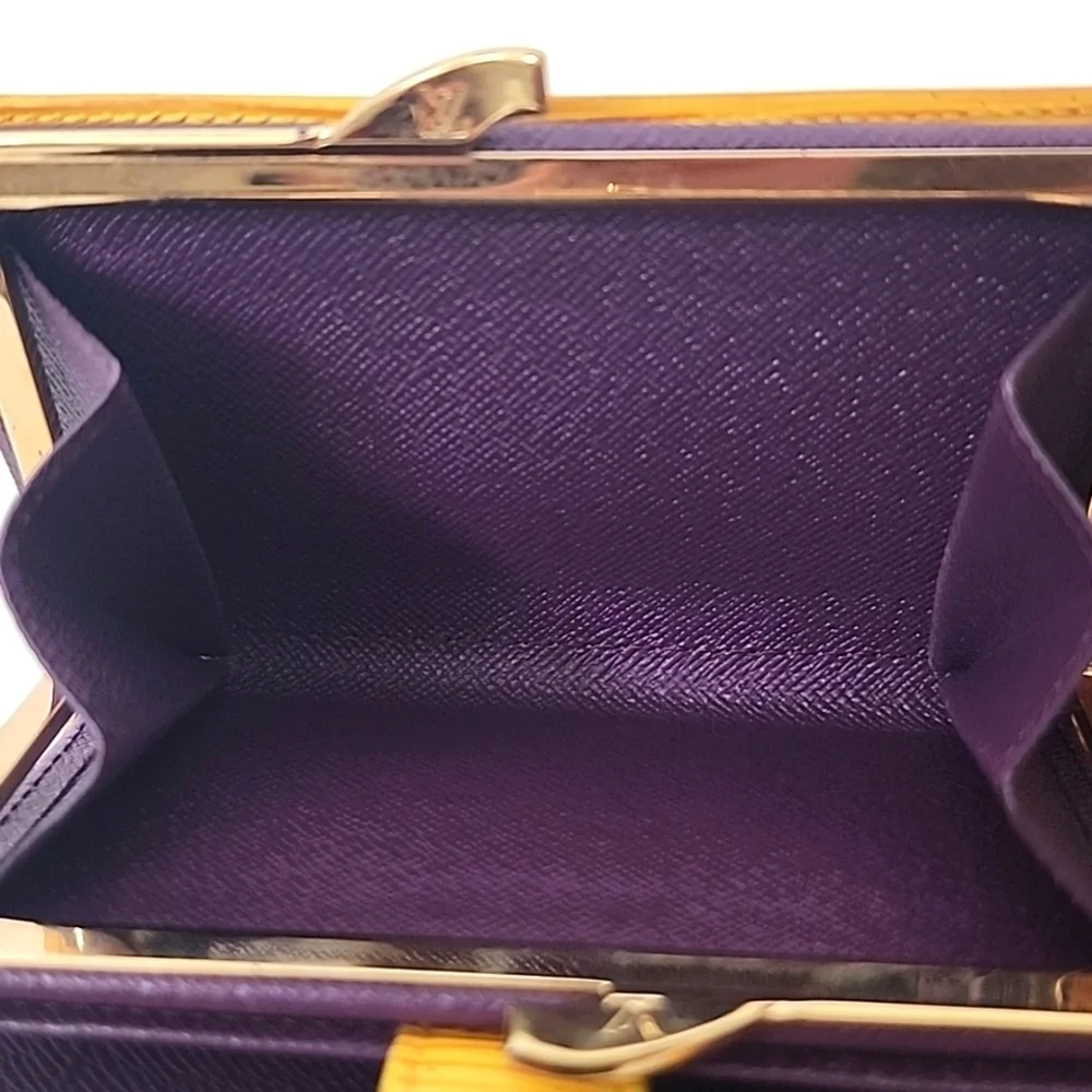 Louis Vuitton Yellow Epi Leather Kiss Lock Bifold Wallet